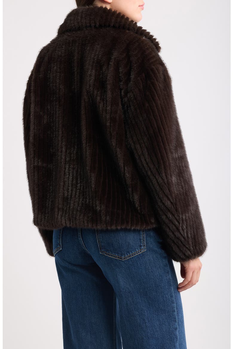 Striped Faux Fur Coat, Alternate, color, BROWN