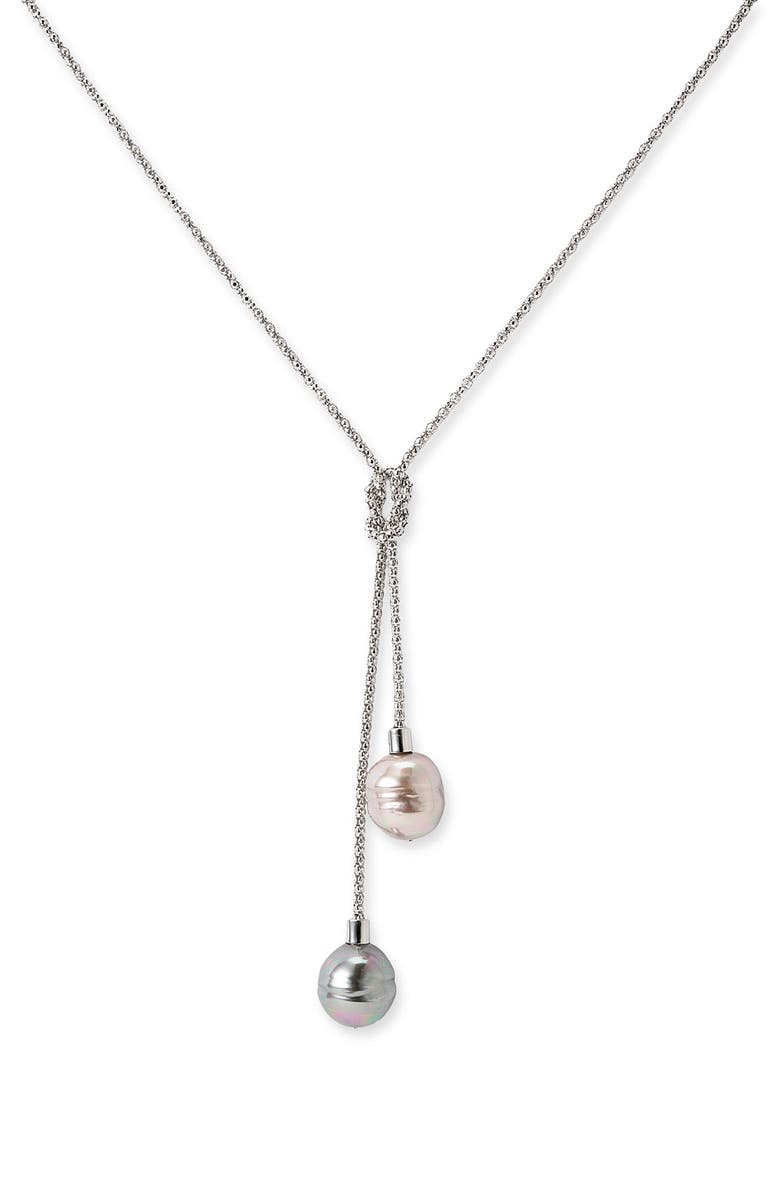 Majorica 'Baroque Love Knot' Lariat Necklace, Main, color,