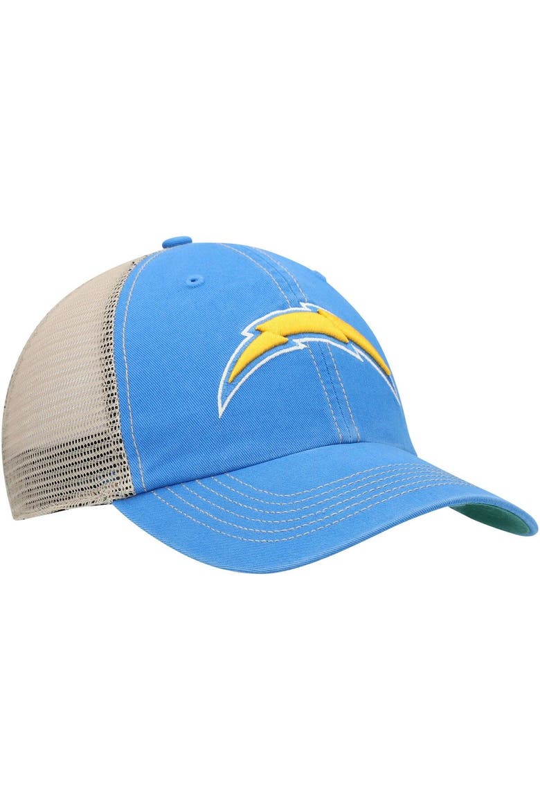Men's '47 Powder Blue/Natural Los Angeles Chargers Trawler Trucker Clean Up Snapback Hat, Alternate, color, Powder Blue