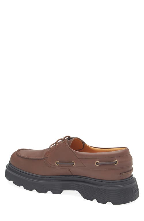 Tod's Lug Sole Boat Shoe In Brown