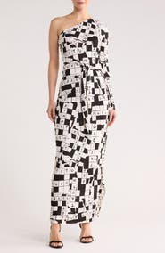 Diane von Furstenberg Coco One-Shoulder Long Sleeve Silk Dress