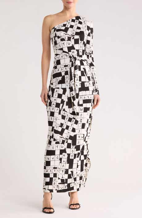 Diane von Furstenberg Coco One-Shoulder Long Sleeve Silk Dress