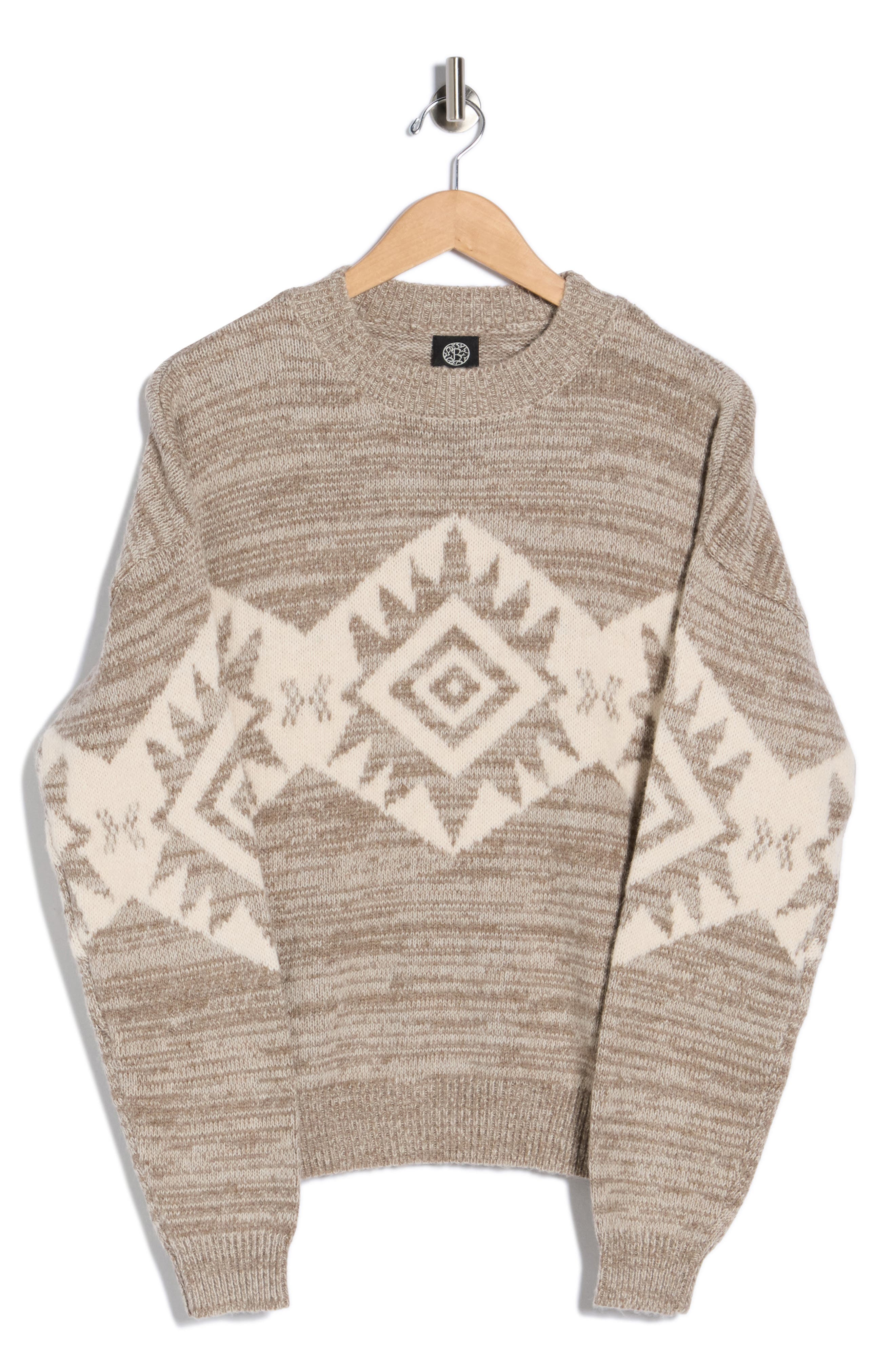 Bobeau Southwestern Crewneck Pullover Sweater