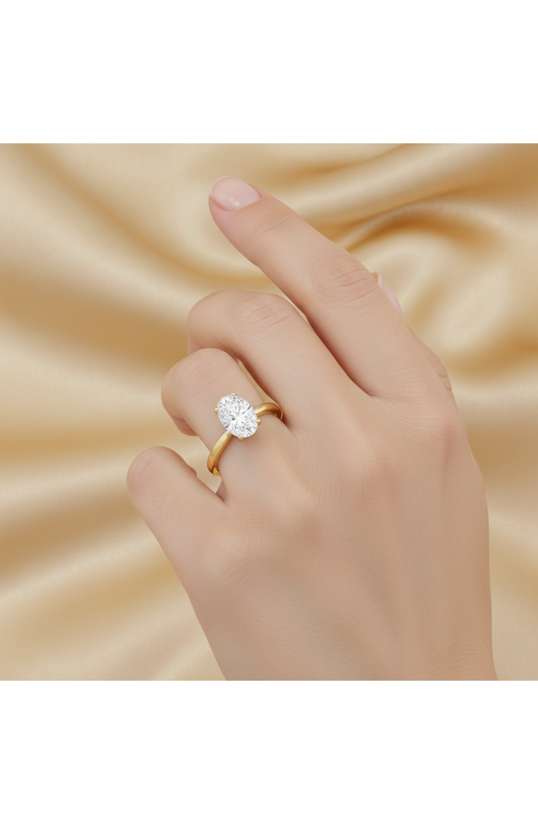 LuvMyJewelry Cassia 14K Yellow Gold Oval Lab Grown Diamond Hidden Halo Engagement Ring - 2.1 Ct, Alternate, color, 14K Yellow Gold