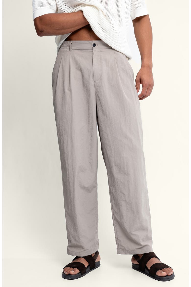 Pleated Nylon Pants, Alternate, color, PUMICE/ GRAY