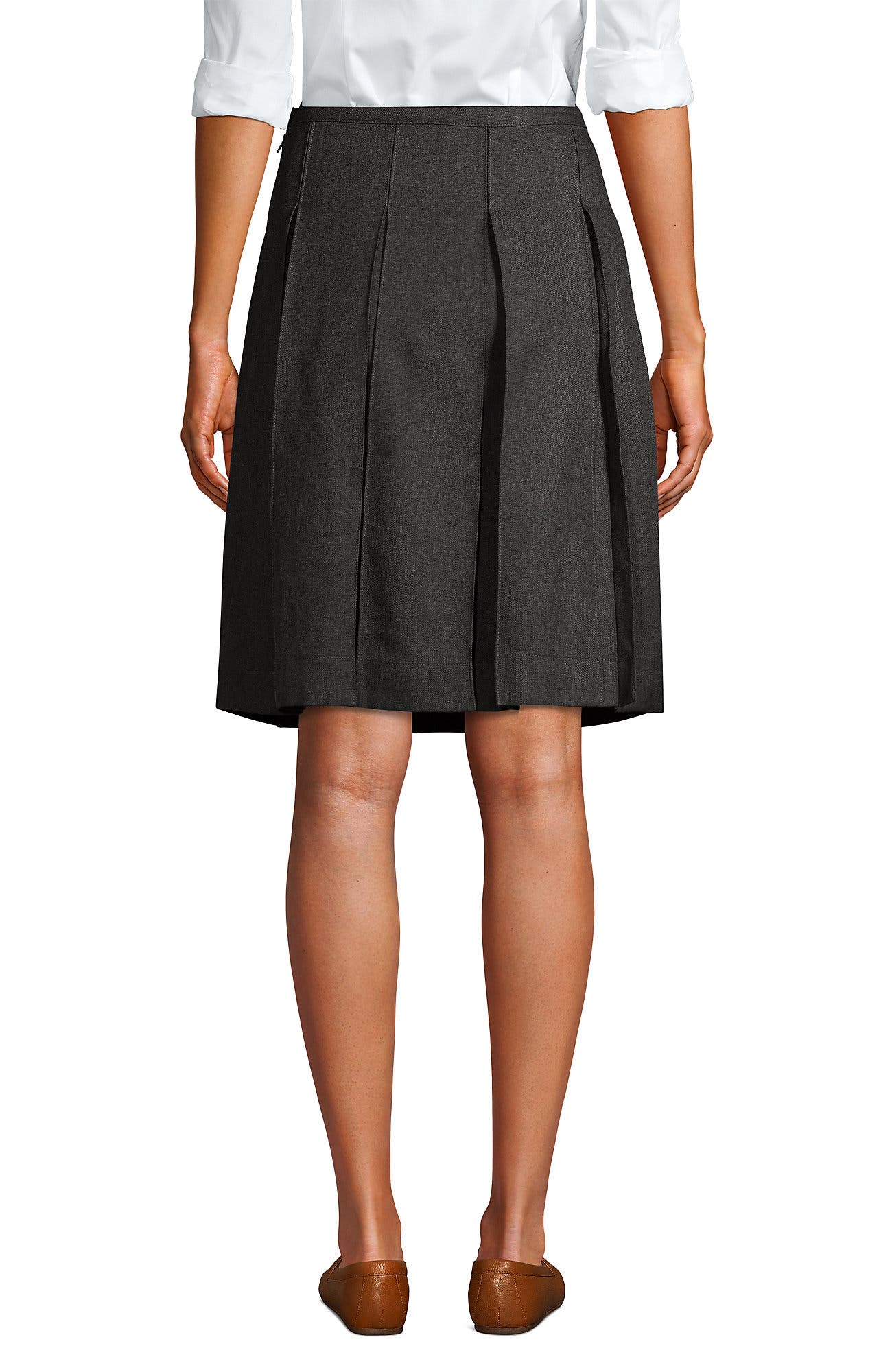 Plus Size Solid Top of Knee Box Pleat Skirt - image 4