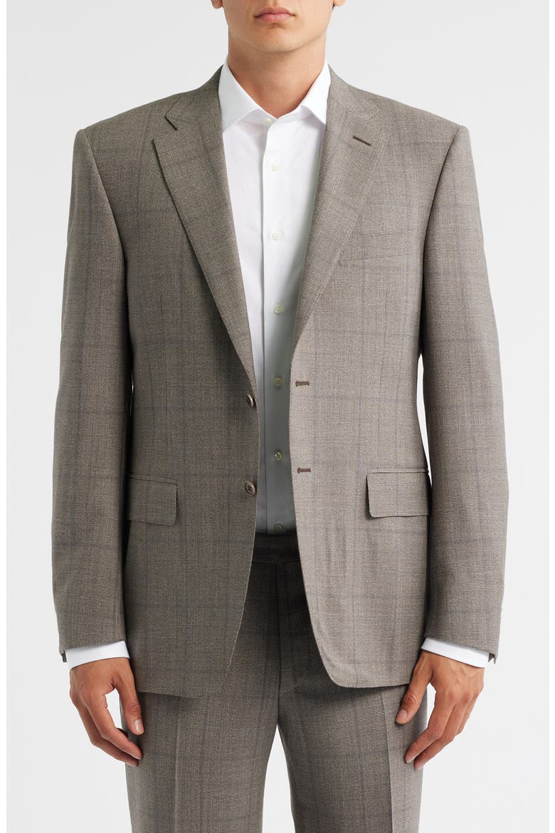 Siena Regular Fit Brown Glen Plaid Impeccabile Wool Suit, Alternate, color, BEIGE