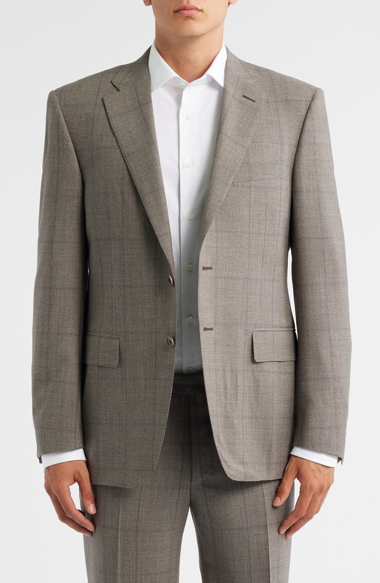 Canali Siena Regular Fit Brown Glen Plaid Impeccabile Wool Suit, Alternate, color, Beige