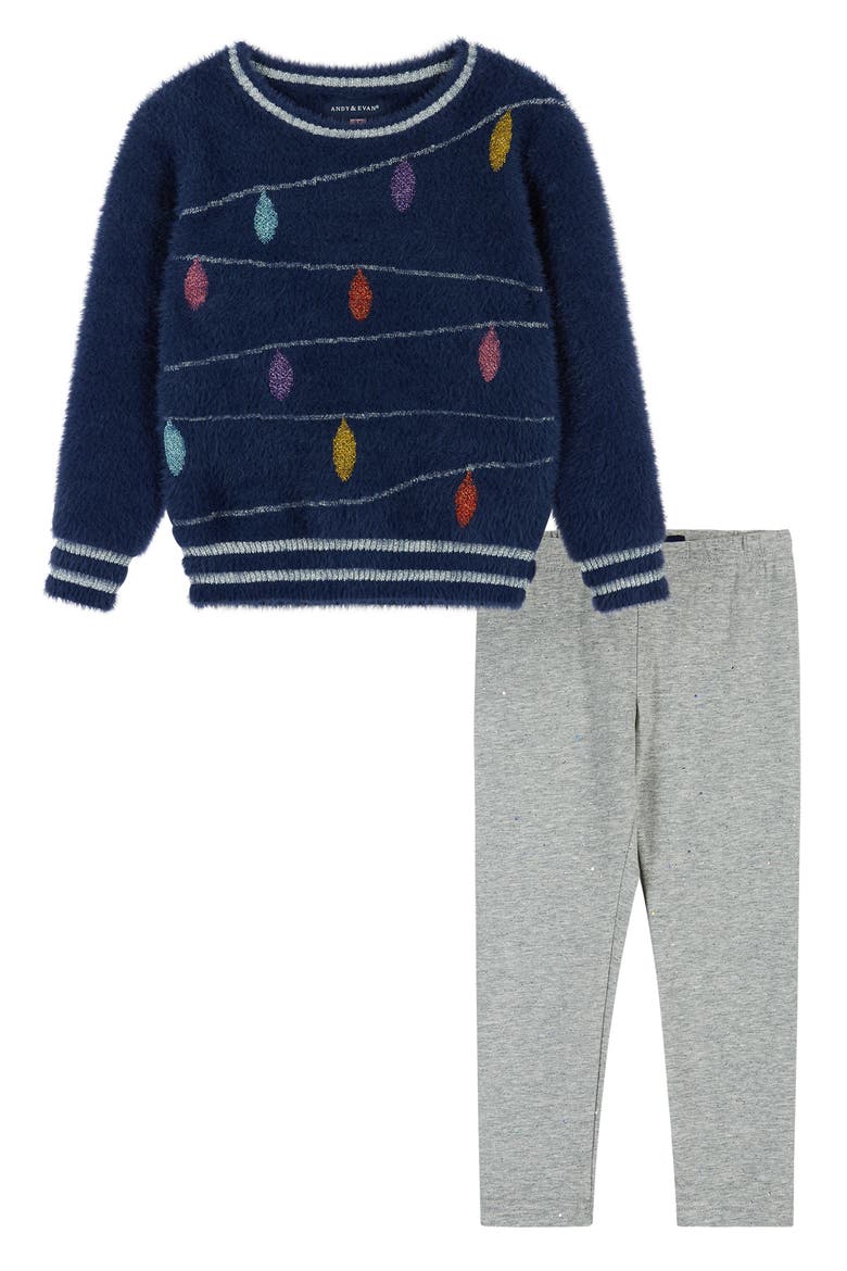 Holiday Lights Metallic Sweater & Leggings Set, Main, color, HOLIDAY LIGHTS