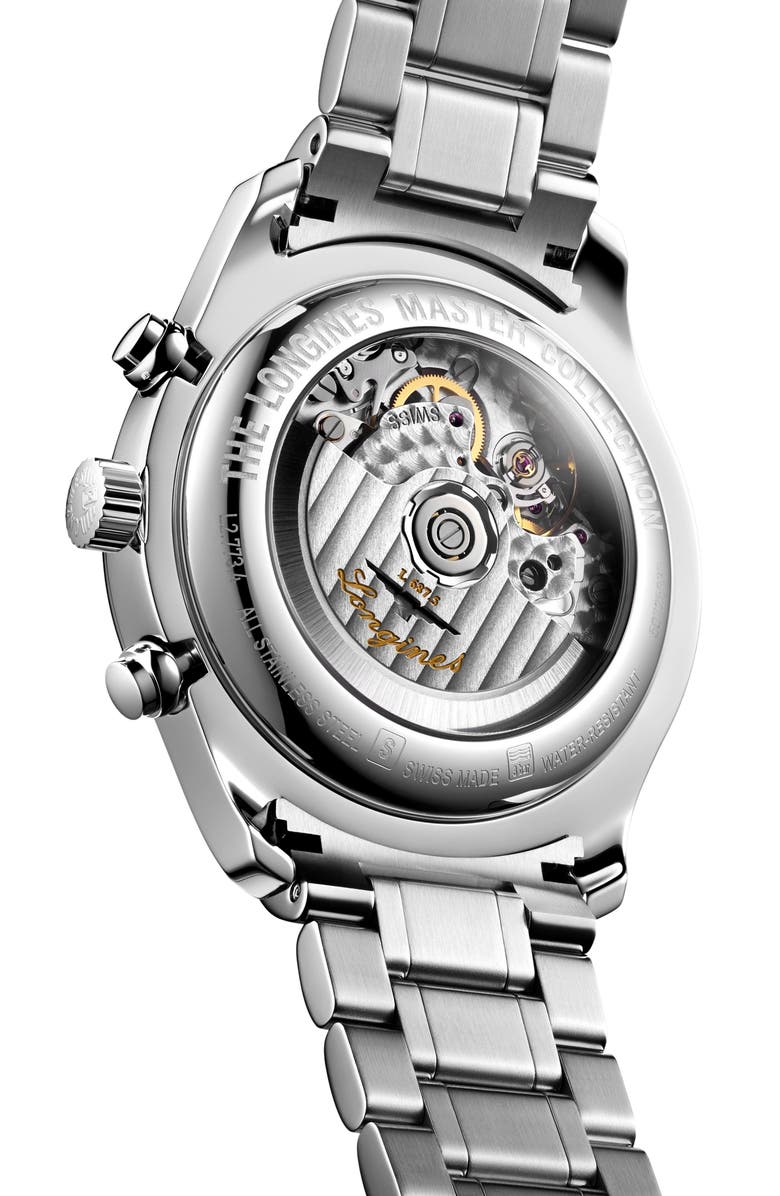 Longines Master Collection Chronograph Bracelet Watch, 42mm, Alternate, color, Silver