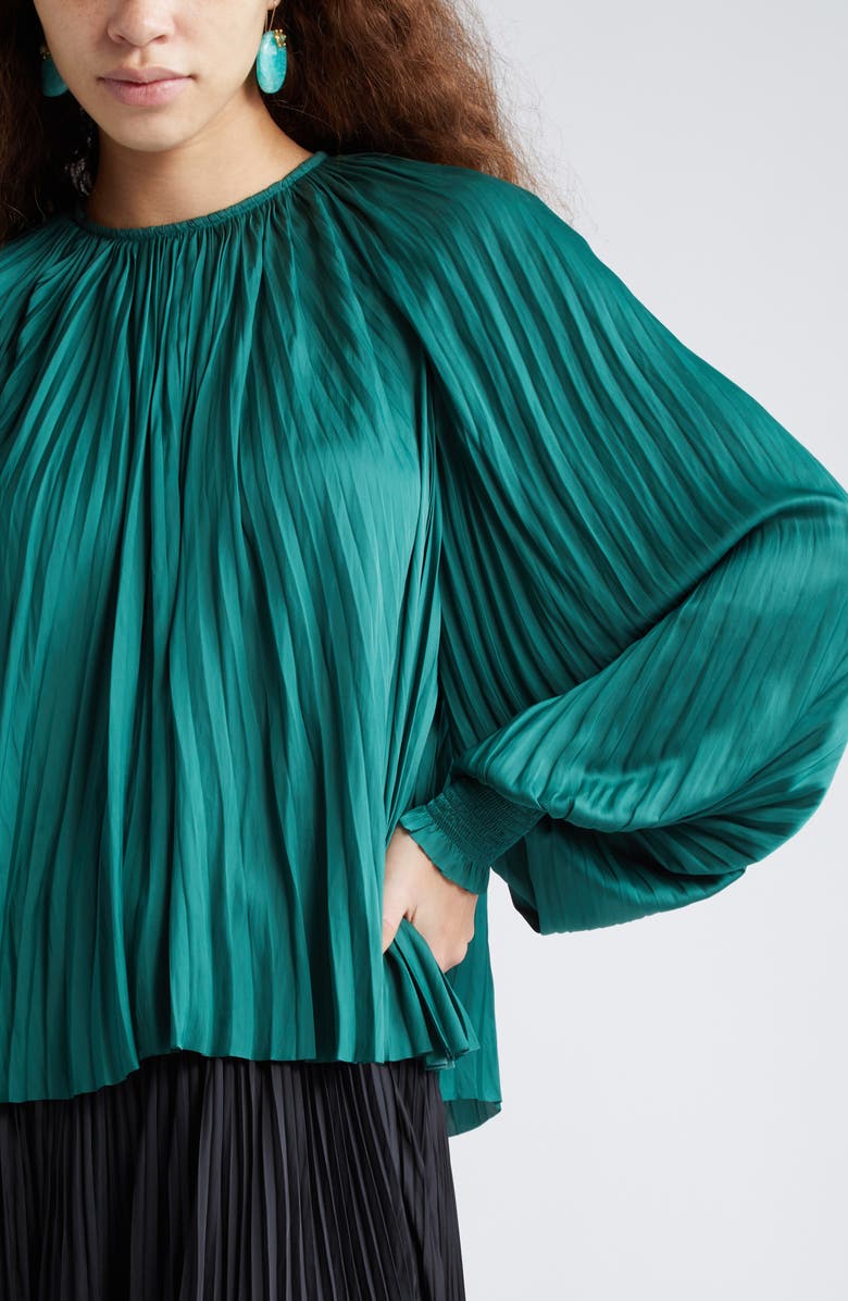 Ulla Johnson Aidy Pleated Satin Top, Alternate, color, 