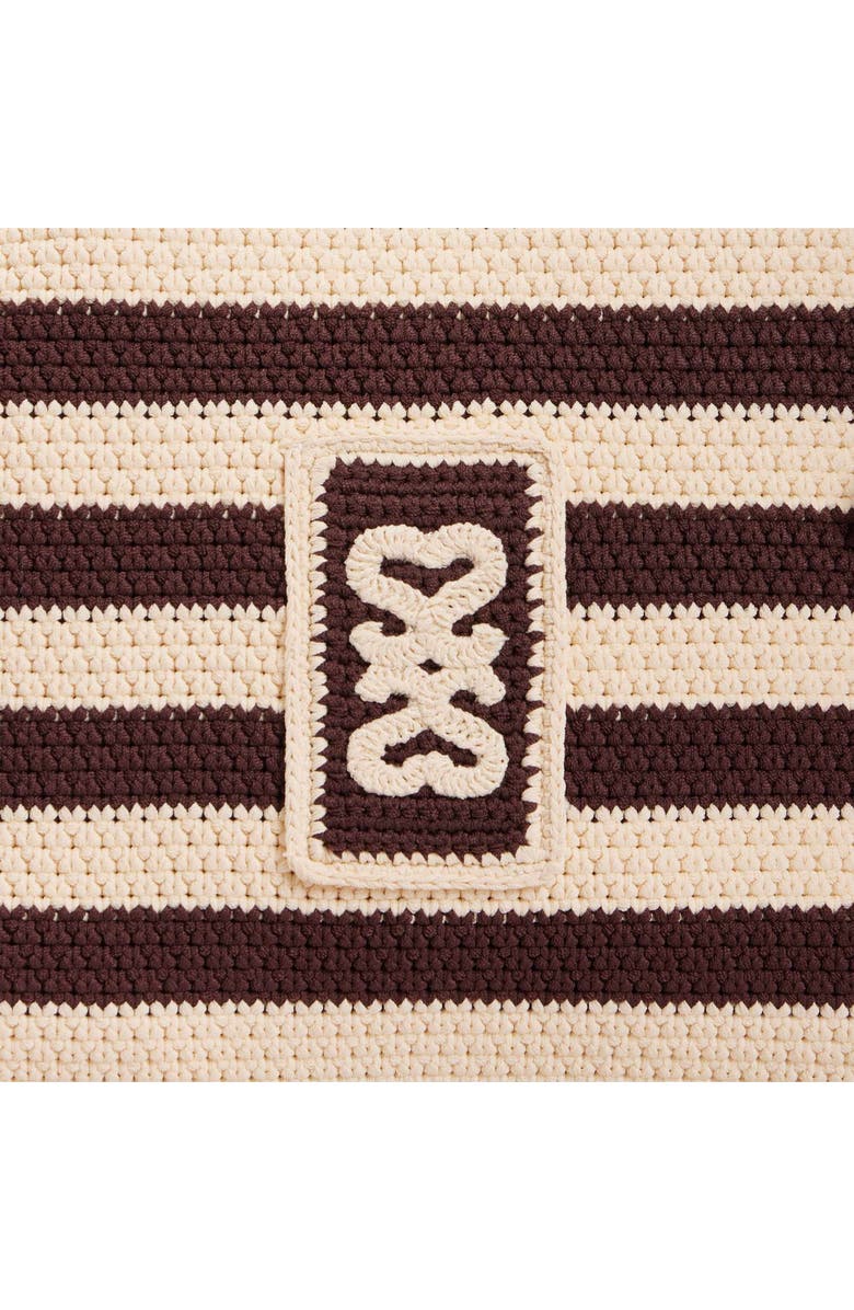 SANDRO Striped crochet bag, Alternate, color, Ecru / Brown