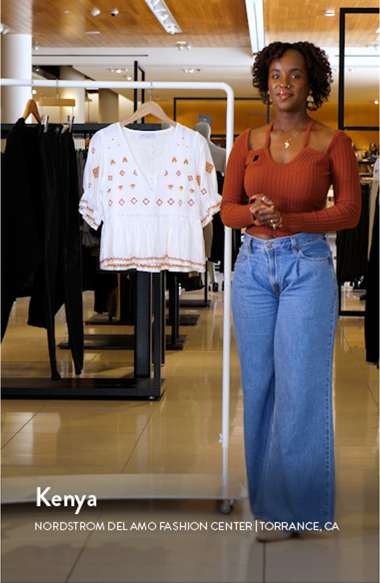 Dawstron Embroidered Cotton & Linen Top, sales video thumbnail