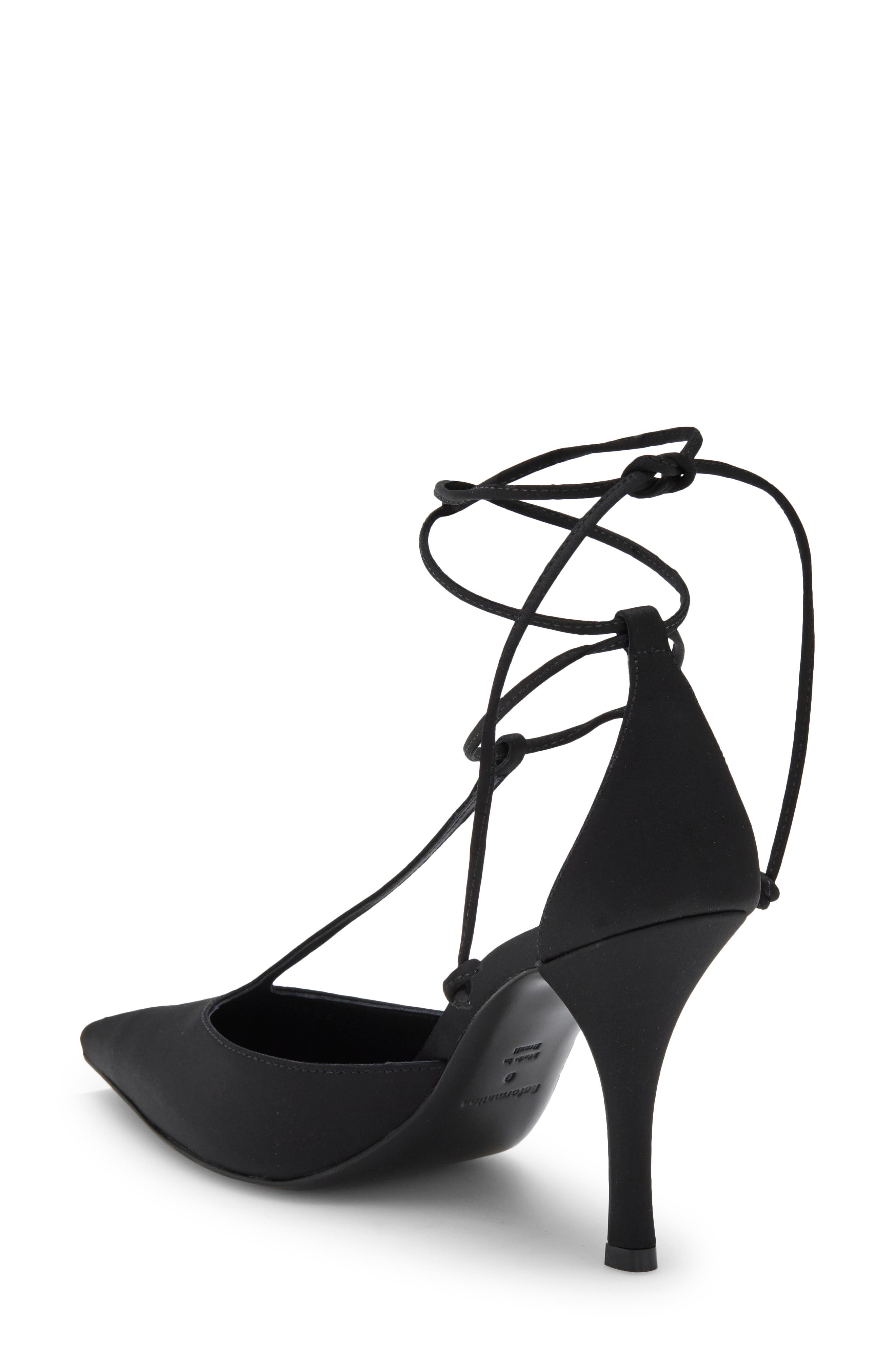 Stassie Ankle Wrap Pointed Toe Pump, Alternate, color, BLACK SATIN