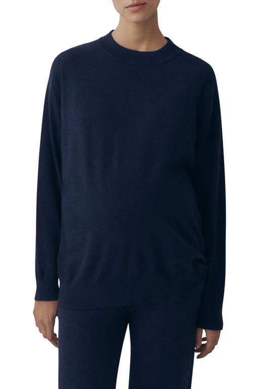 Shop Mango Crewneck Maternity Sweater In Dark Navy