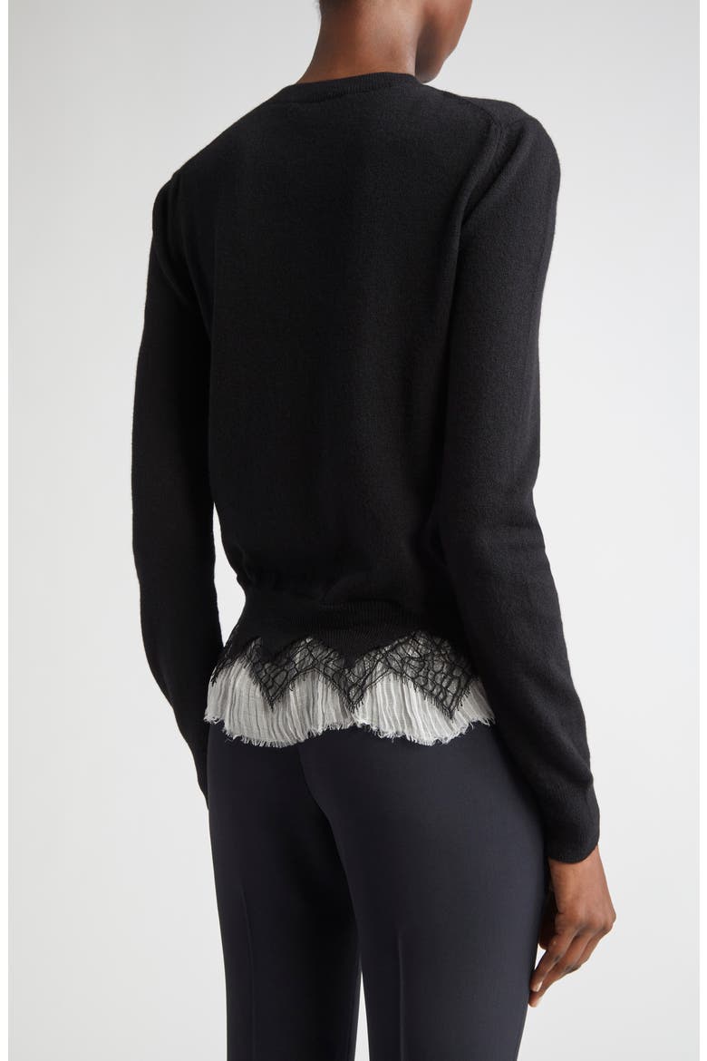 Cobweb Lace Wool & Cashmere Sweater, Alternate, color, BLACK