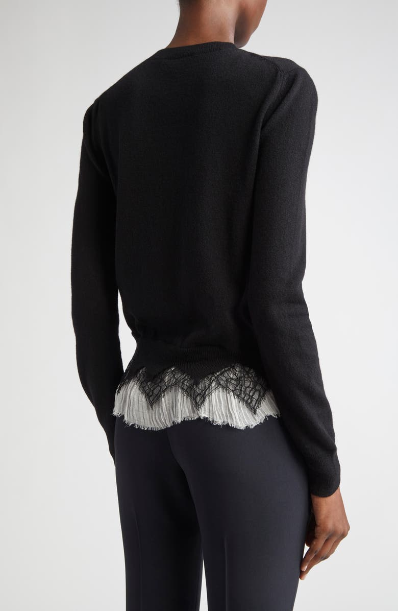McQueen Cobweb Lace Wool & Cashmere Sweater, Alternate, color, Black
