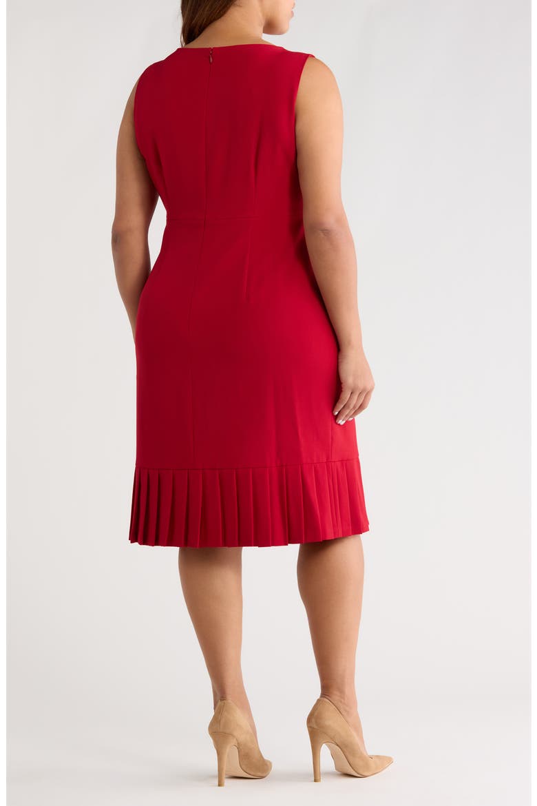 Pleated Sleeveless Sheath Dress, Alternate, color, FIRE RED