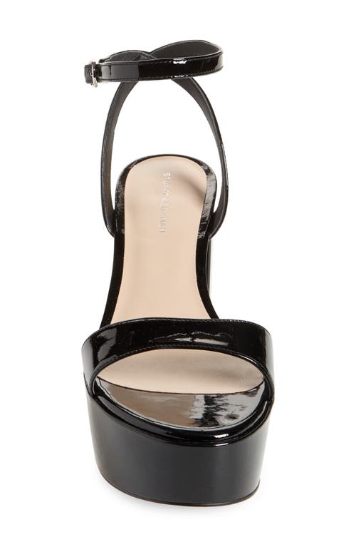Stuart Weitzman Gala Mid Platform Sandal In Black Patent