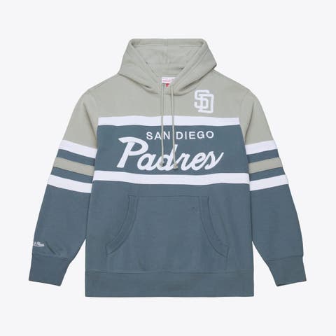 Men's Mitchell & Ness  Gray San Diego Padres Cooperstown Collection Thunderstorm Head Coach Hoodie