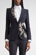 McQueen Banshee Embroidery Leaf Crepe Blazer
