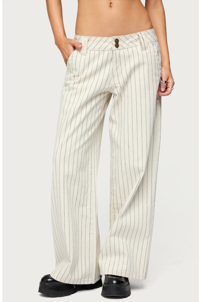 Cory Stripe Low Rise Wide Leg Jeans, Main, color, CREAM