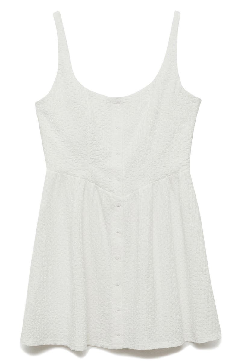 MANGO Textured Button-Up Dress, Alternate, color, White
