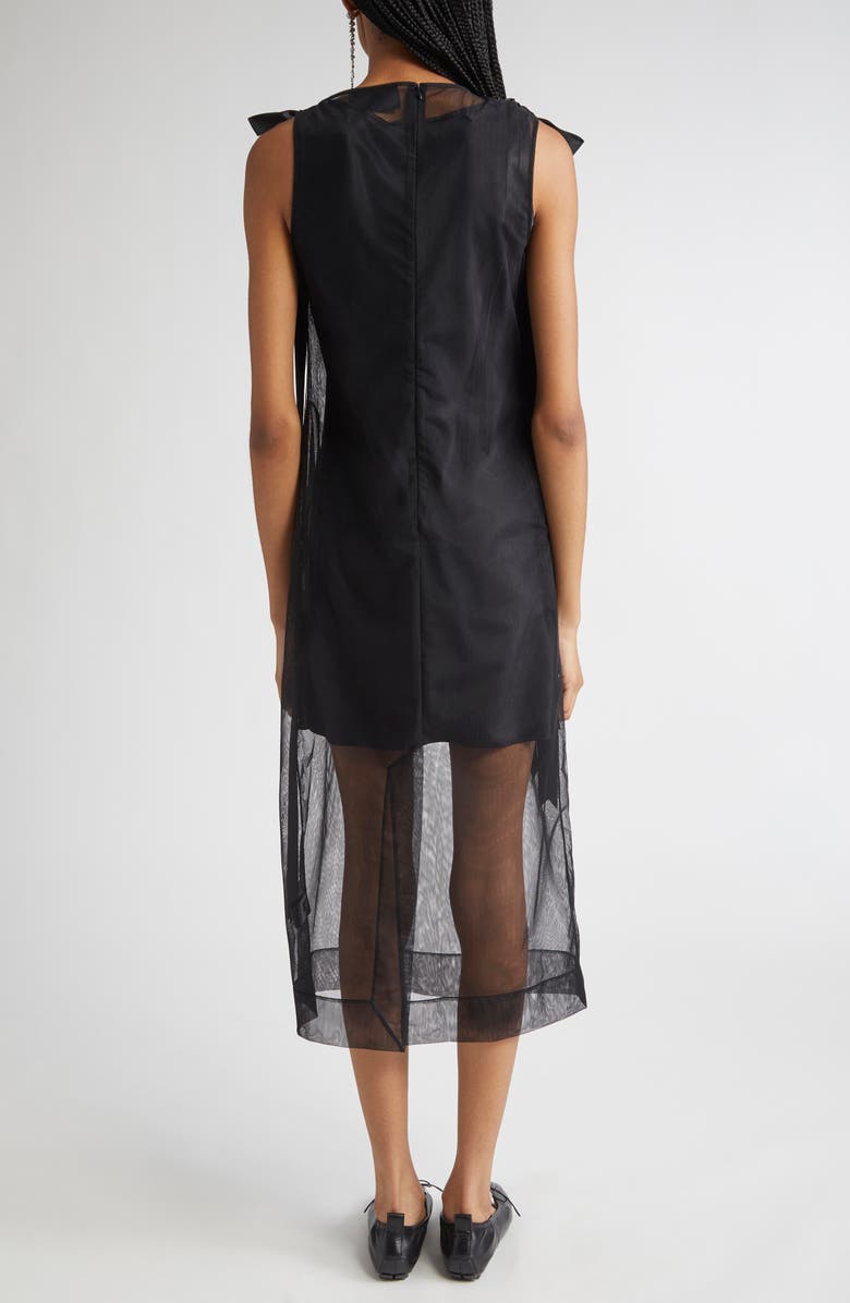 Simone Rocha Bow Detail Sheer Tulle Midi Dress, Alternate, color, Black