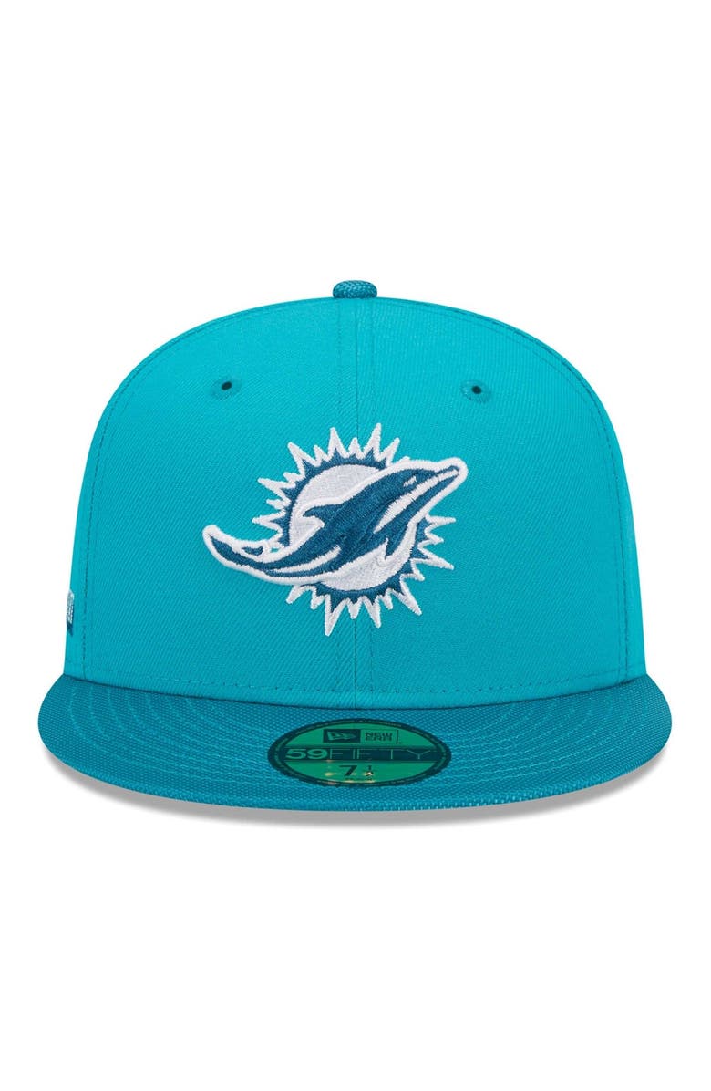 New Era Men's New Era Aqua Miami Dolphins Active Ballistic 59FIFTY Fitted Hat, Alternate, color, 