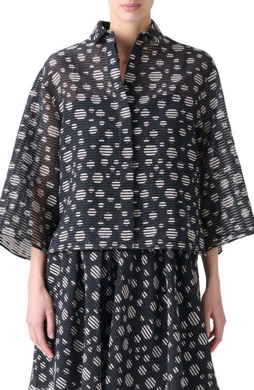 Akris Punto Circle Print Burnout Stripe Boxy Shirt