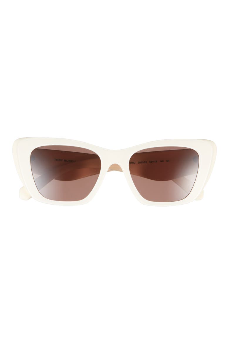 52mm Cat Eye Sunglasses, Main, color, IVORY / BROWN