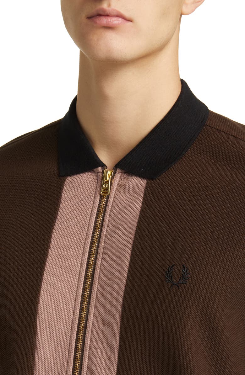 Fred Perry Zip Cotton Piqué Polo Shirt, Alternate, color, 