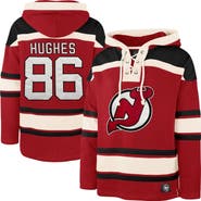 '47 Men's '47 Jack Hughes Red New Jersey Devils Big & Tall Lace-up Pullover Hoodie