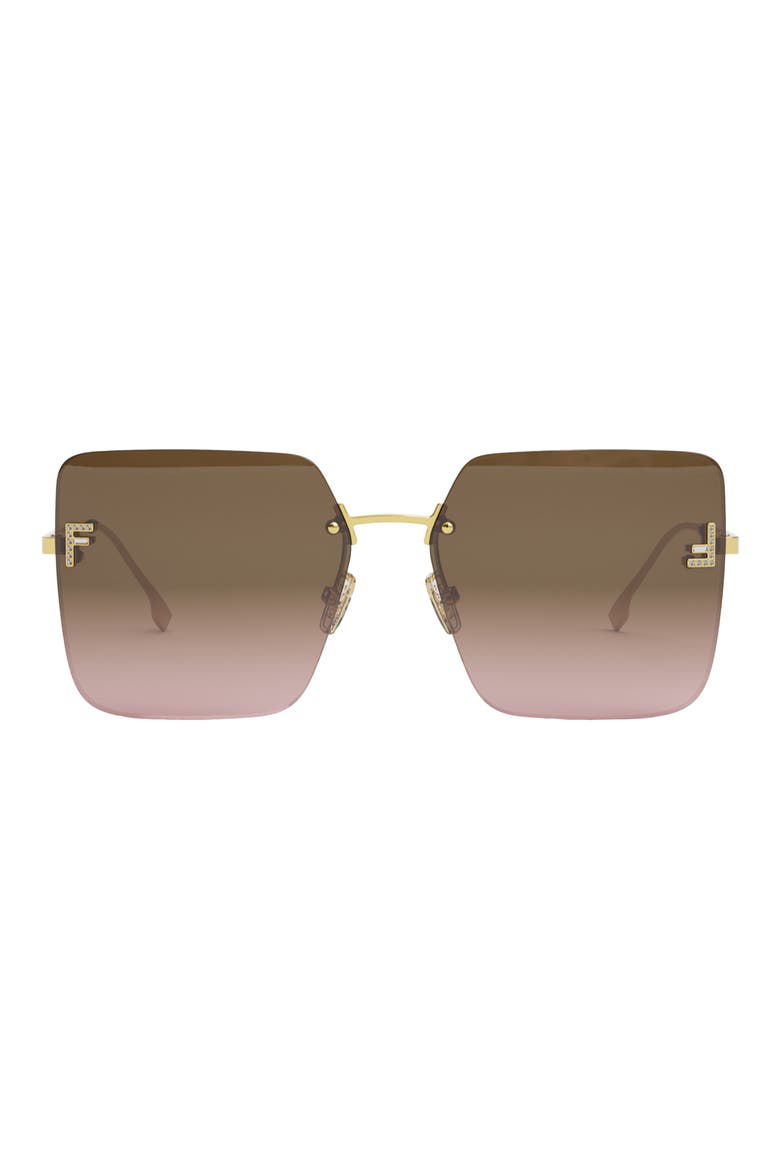 'Fendi First 59mm Geometric Sunglasses, Main, color, SHINY ENDURA GOLD METAL