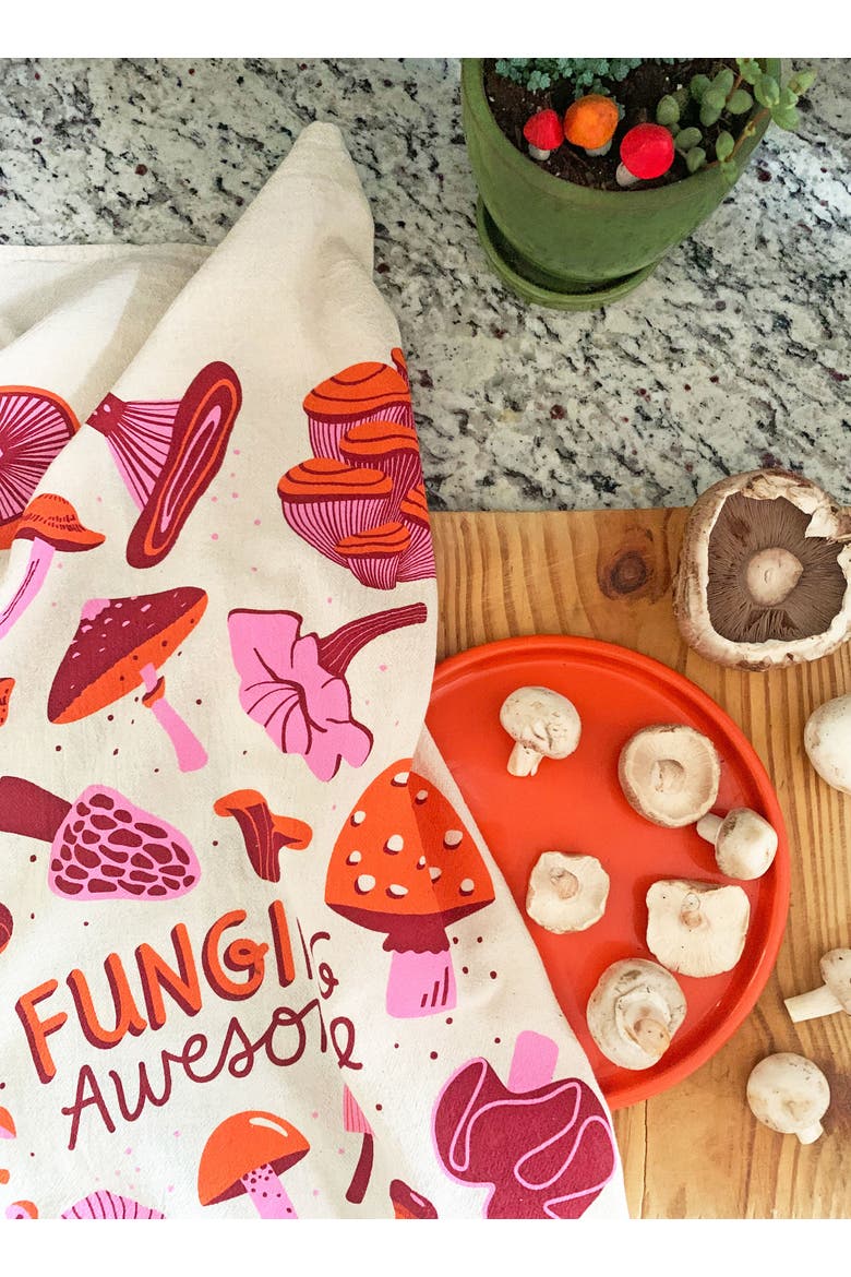 Mushroom Dish Towel + Sponge Cloth Gift Set, Alternate, color, Red