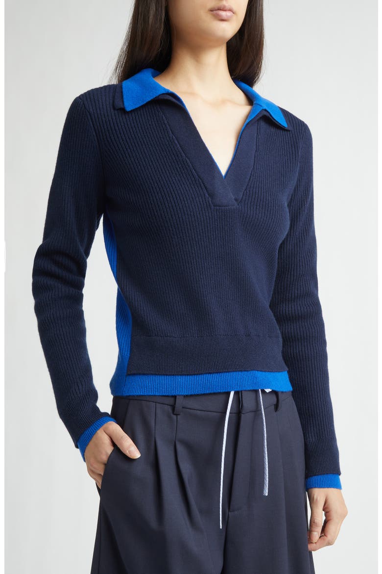 Doubled Cashmere Polo, Alternate, color, DARK SAPPHIRE