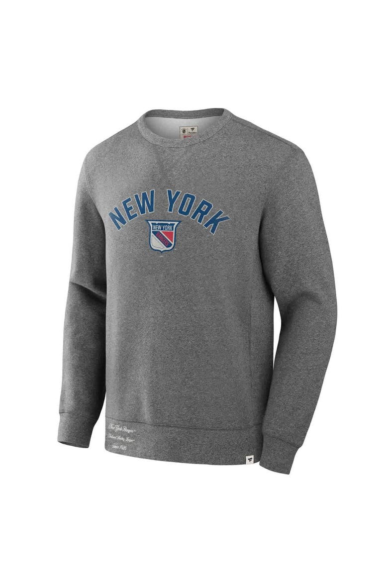 Men's Fanatics Heather Gray New York Rangers Decades Collection Legendary Fleece Pullover Sweatshirt, Alternate, color, Heather Gray