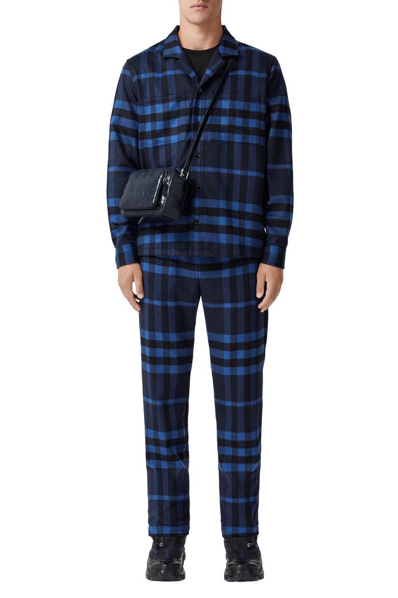 Night Check Cashmere Pajama Shirt (Nordstrom Exclusive), Alternate, color, DEEP ROYAL BLUE