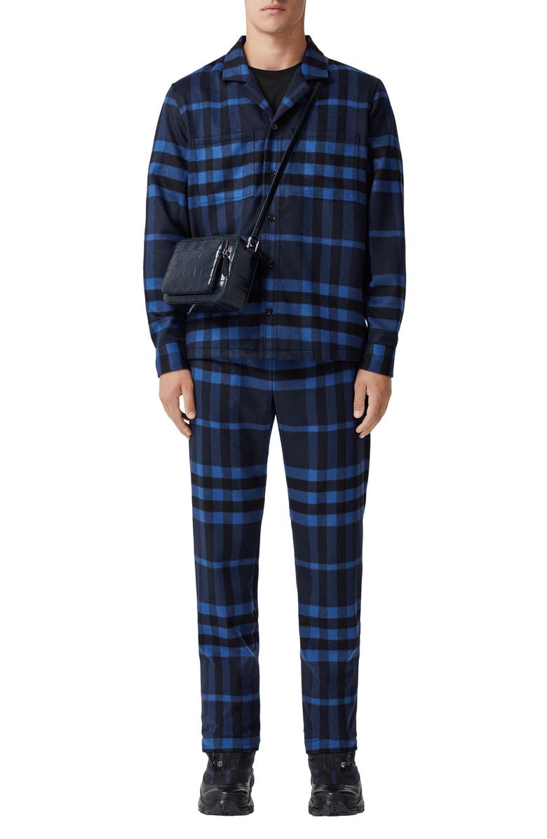 Burberry Night Check Cashmere Pajama Shirt, Alternate, color, 