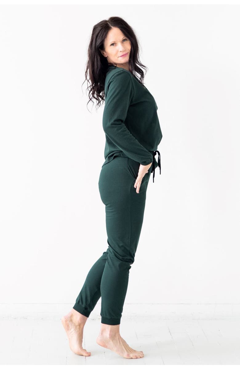 SALUA Brushed Pima Cotton Henley, Alternate, color, Dark Green