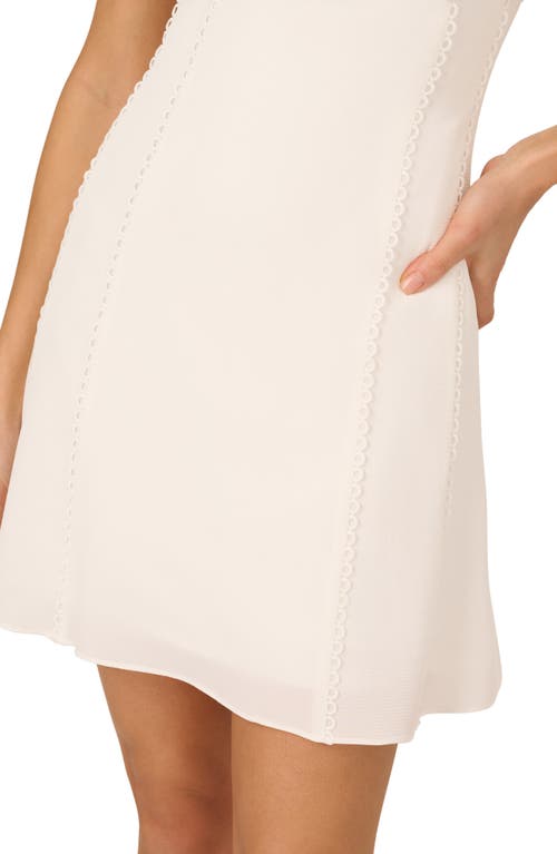 Shop Adrianna Papell Picot Trim Scuba Knit Minidress In Ivory
