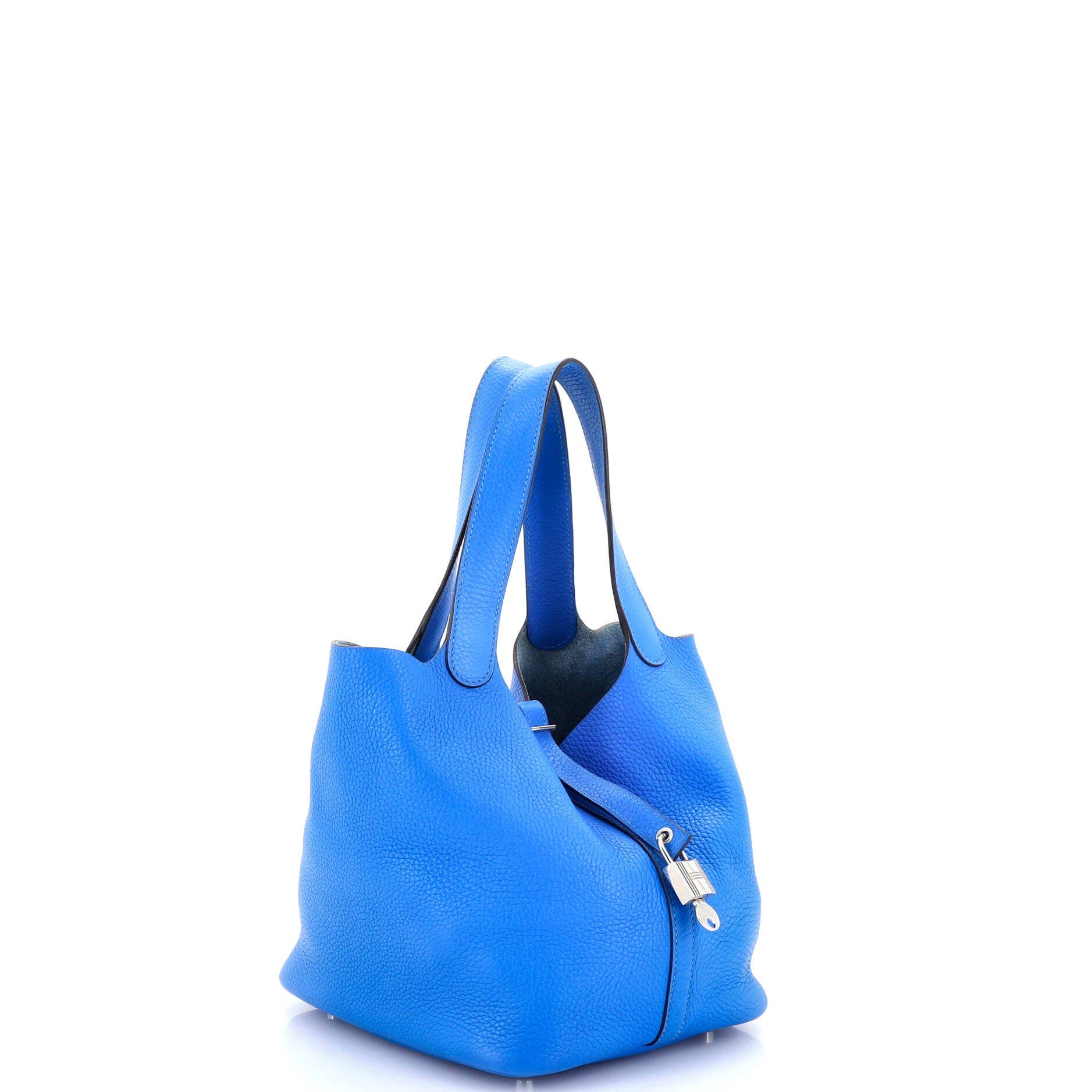 Pre-Owned Hermes Picotin Lock Bag Clemence MM, Alternate, color, Bleu Hydra