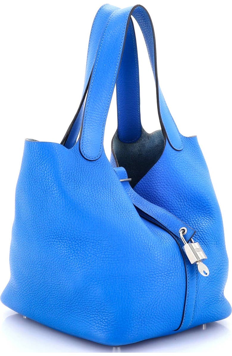 Pre-Owned Hermes Picotin Lock Bag Clemence MM, Alternate, color, Bleu Hydra