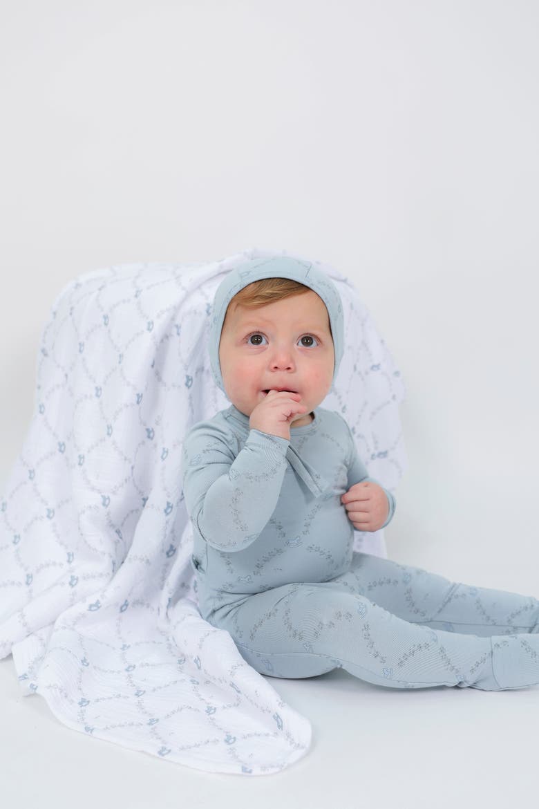 Rocking Horse Print Knit Swaddle, Alternate, color, White
