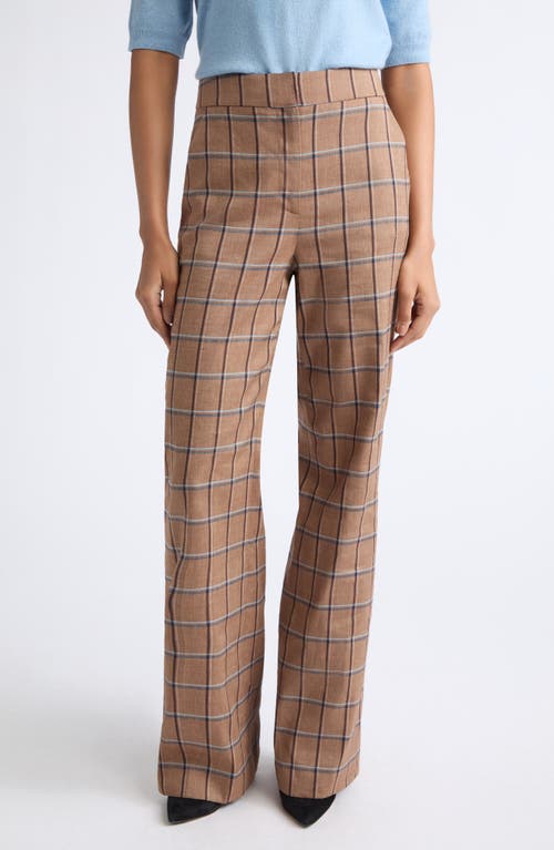 Veronica Beard Tonelli Plaid Wide Leg Pants in Ochre Multi at Nordstrom, Size 12