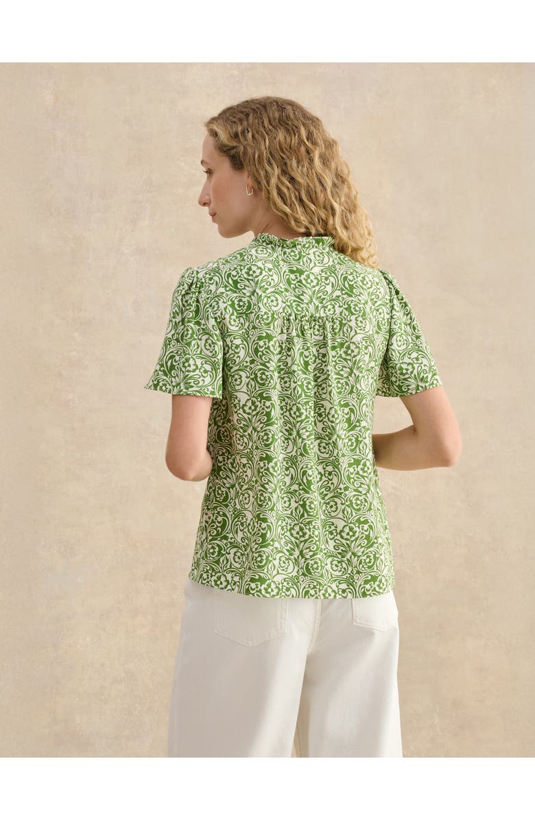 HOBBS LONDON Tania Short Sleeve V-Neck Printed Blouse, Alternate, color, Green Ivory