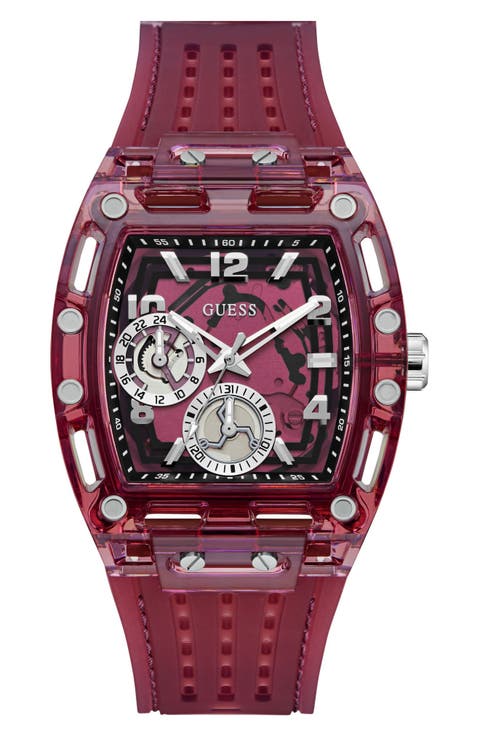 Phoenix Translucent Tonneau Multifunction Silicone Strap Watch, 42mm x 45mm
