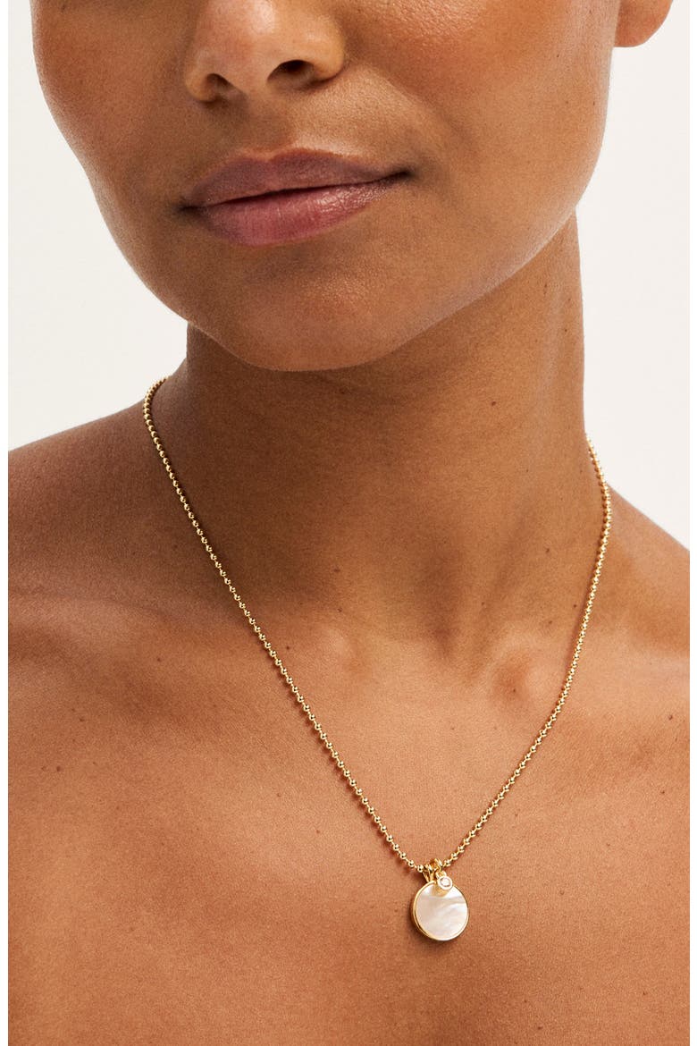 Mother of Pearl Bezel Ball Chain Necklace, Alternate, color, MOTHER OF PEARL