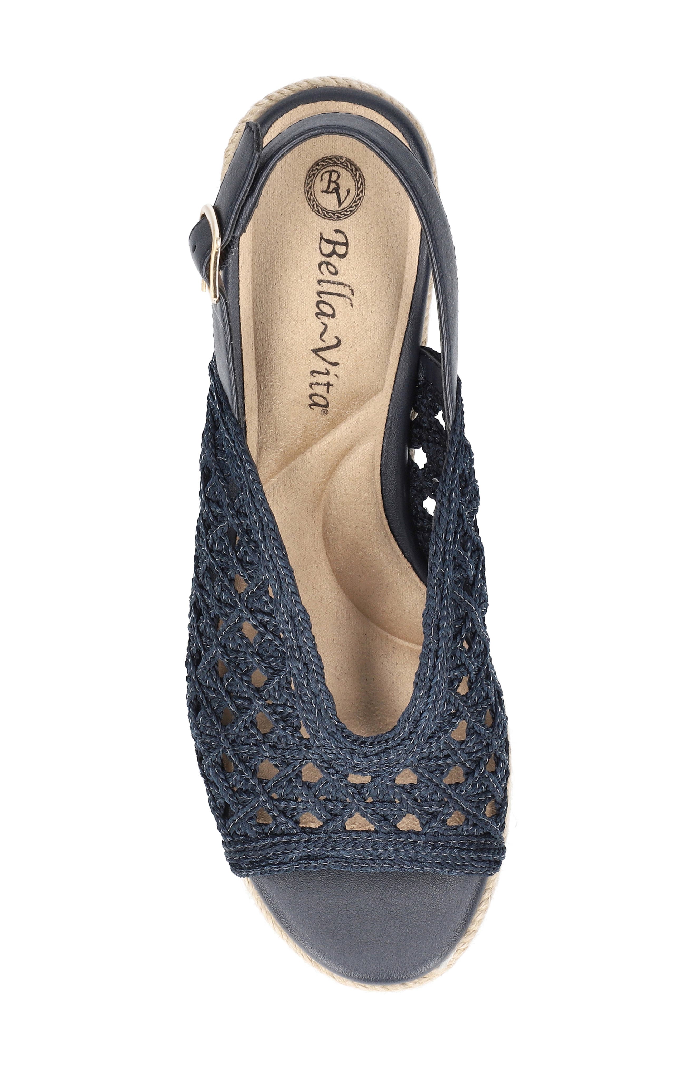 Bethany Slingback Wedge Sandal, Alternate, color, NAVY RAFFIA
