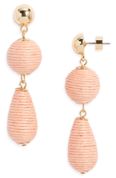 Triple Linear Drop Raffia Earrings